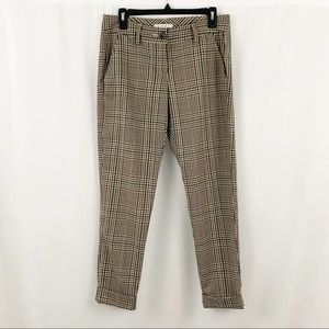 CAbi Brown Plaid Hatter Cropped Cuffed Pants 4